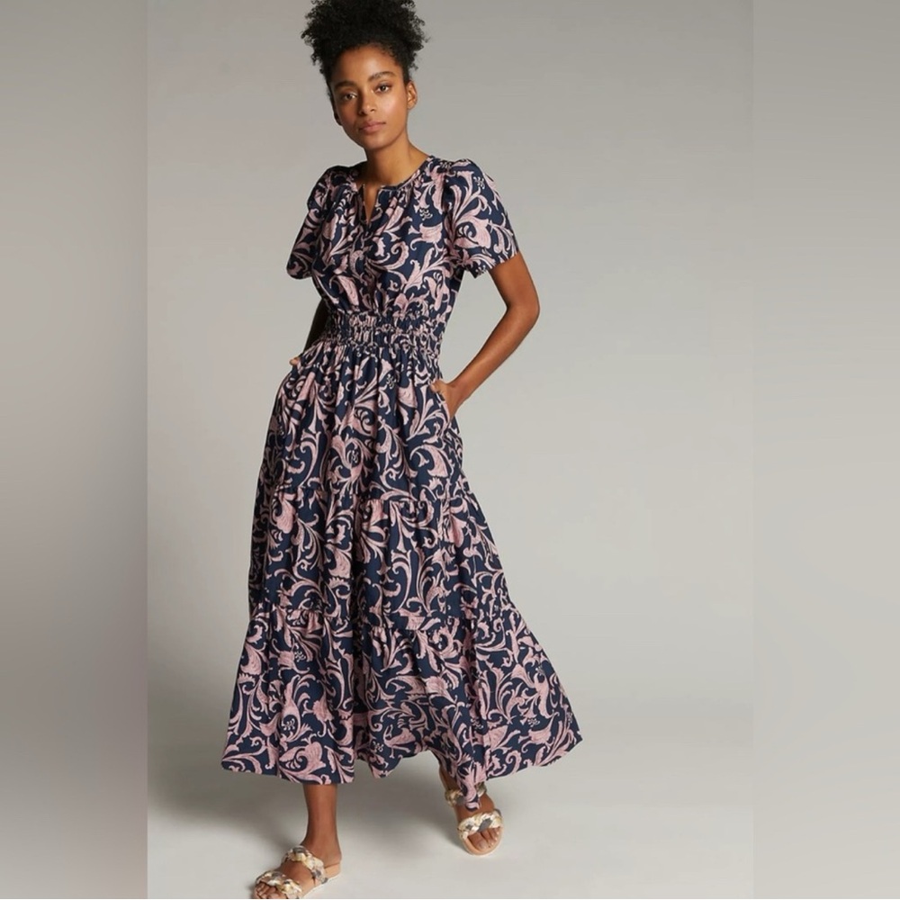 Anthropologie Somerset Pink and Blue Maxi Dress